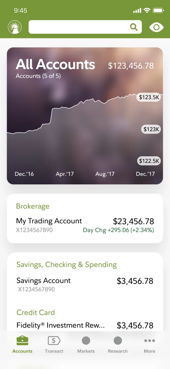 All Accounts overview with portfolio value chart