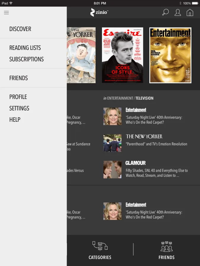 Side navigation menu